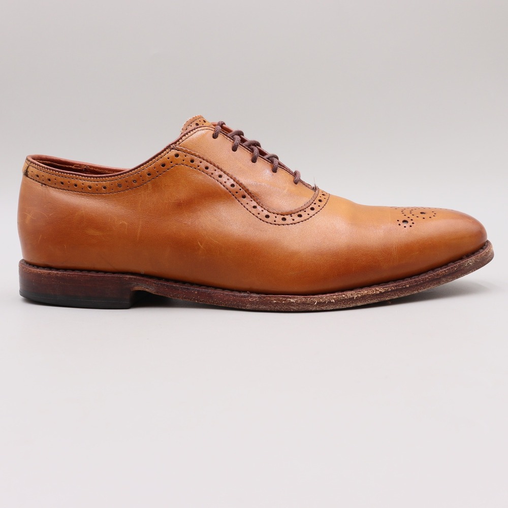 Allen Edmonds Cornwallis Tan Leather Medallion Toe Oxford Mens 9.5 D 1055
